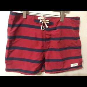 Saturday’s Surf Red Striped Trunks Boardshorts 32